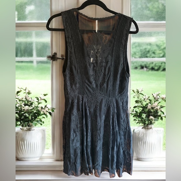 NWT FREE PEOPLE Reign Over Me Dress Black Lace Mesh 4 - Picture 5 of 15